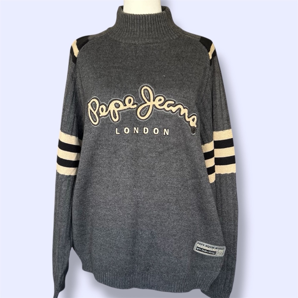 Pepe Jeans London Gray and Cream Sweater